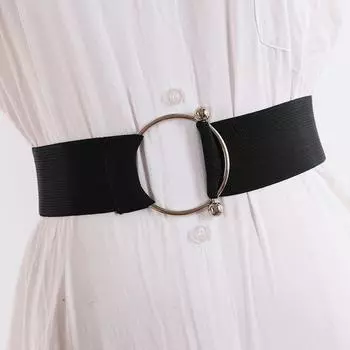 Черный ПУ Универсальный Пояс-Кушак для Женщин, Дополняющий Любые Сезонные Модные Решения Black Ring
