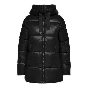 Черный пуховик на молнии с капюшоном ТОЛЬКО для женщин S темно-синий