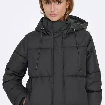 Черный пуховик средней длины с капюшоном ТОЛЬКО для женщин XS чёрный