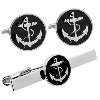Черный якорь Ikari запонки булавка для галстука набор запонка булавка для галстука n02265 & чёрный