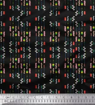 Черный японский креп-сатин Soimoi, ткань с изображением лица Джокера и красочной стрелкой, размер 42 дюйма по метрам 42 Inch Wide - Poly Crepe чёрный