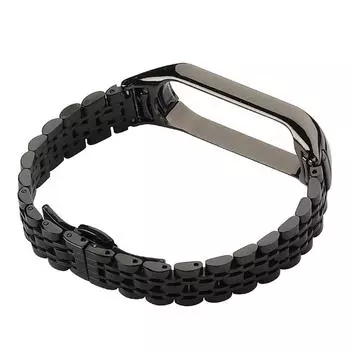 Черный ремешок из нержавеющей стали для Xiaomi Mi Band 7 6 5 4 3 браслет для часов металлический ремешок для часов Miband 7 для мужчин mi band 3 4