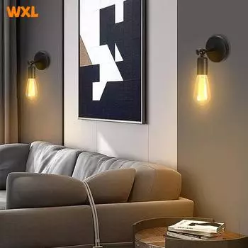 Черный ретро промышленный винтажный настенный светильник для помещений светодиодный светильник для лестницы AC85-AC265V Ironwork Corridor прикроватные настенные светильники No light bulb чёрный