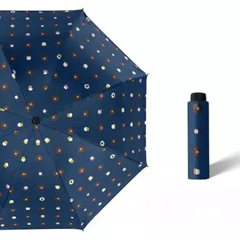 Черный резиновый зонт от солнца и тени, трехсекционный зонт от солнца, складной зонт на все случаи жизни Manual vinyl темно-синий