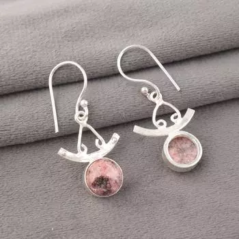 Черный родонит драгоценный камень 925 стерлинговое серебро ручной работы ювелирные изделия серьги 1,63 EE-152-30