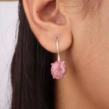 Черный Родонит Драгоценный Камень 925 Стерлинговое Серебро Ювелирные Изделия Ручной Работы Серьги 1.05 EE-173-35