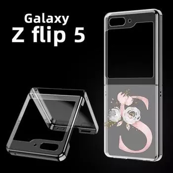 Черный, розовое золото, 26 розовых букв, прозрачный чехол для телефона Samsung Galaxy Z Flip 5 3 4, складной чехол для Samsung Z Flip3 Flip4, чехол Samsung Z Flip 5