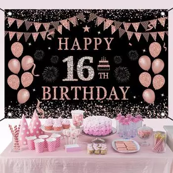 Черный Розовый День Рождения Фон 16 21 30 40 50 60 Годы День Рождения Товары Счастливые Девочки Женщины День Рождения Украшения мятный зеленый