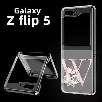 Черный розовый розовый золотой буквы прозрачный чехол для телефона Samsung Galaxy Z Flip 5 3 4 складной чехол для Samsung Z Flip3 Flip4 твердый чехол Samsung Z Flip 5