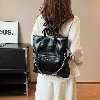 Черный рюкзак, новая большая вместительная сумка для поездок на работу, женская школьная сумка для студентов колледжа, минималистская сумка на одно плечо