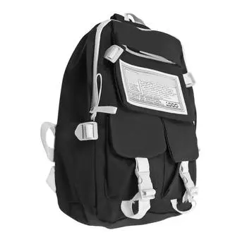 Черный рюкзак, регулируемая сумка через плечо из нейлона, большая вместимость, стильный рюкзак для книг, подходящий ко всем моделям