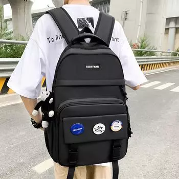 Черный рюкзак Женский студенческий школьный рюкзак большой вместимости чёрный