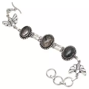 Черный рутил драгоценный камень подарок для нее ювелирные изделия браслеты 7 регулируемые