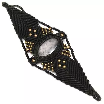 Черный рутиловый браслет ручной работы класса ААА, ограненный круглый натуральный кварц, макраме