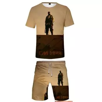 Черный рыцарь с принтом, новинка, каваи, аниме, повседневные комплекты, топы с графикой, футболки с короткими рукавами, уличная одежда, пляжные штаны L