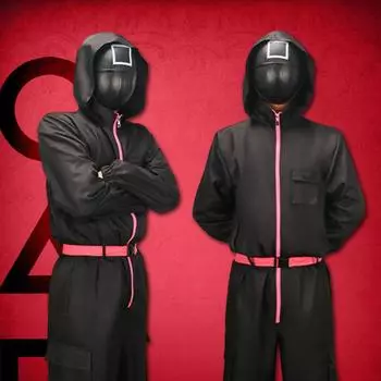 Черный с длинными рукавами цельный костюм для косплея для мужчин и женщин L чёрный