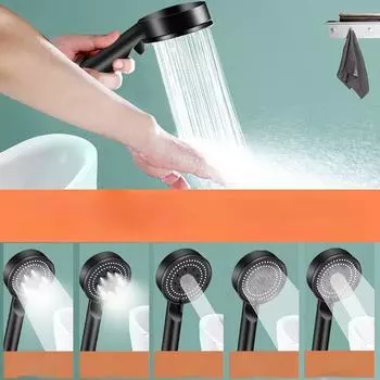 Черный самурай, большой выход воды, насадка для душа под давлением, душ для ванной комнаты, ручной душ, водосберегающая насадка чёрный