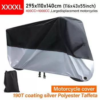 Черный серебристый 190T чехол для мотоцикла, наружный защитный чехол от ультрафиолета, универсальный чехол для двигателей, защита от дождя XXXXL для Harley Touring Sportster