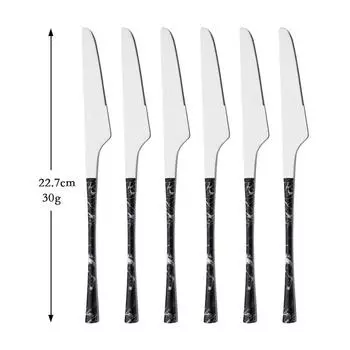 Черный, серебристый, 6/24 шт., обеденный набор, столовая посуда из нержавеющей стали, нож, вилка, ложка, столовые приборы, посуда с набором стеллажей для столовых приборов 6pcs cake fork