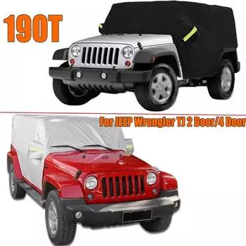 Черный/серебристый чехол для автомобиля JEEP Wrangler TJ 2 двери/4 двери, водонепроницаемый защитный чехол от пыли, внешние аксессуары, черный Black