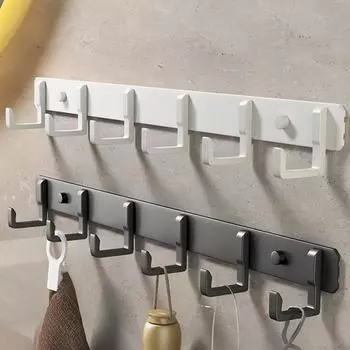 Черный серебристый крючок для халата для ванной комнаты, кухни, настенный, для хранения ключей, вешалка для пальто, держатель для полотенец, 3, 5, 7 крючков