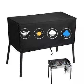 Черный серебряный чехол для патио для крышки горелки, водонепроницаемый чехол для печи, 34,5 x 16 x 16 дюймов чёрный