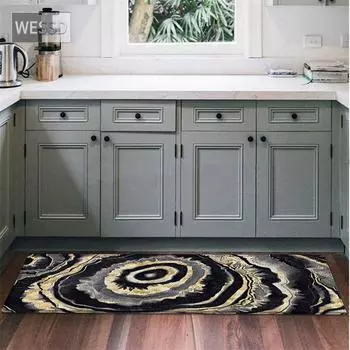 Черный, серый мраморный коврик для гостиной, противоскользящие кухонные коврики для пола, прикроватные коврики для спальни, украшение дома 40x60cm