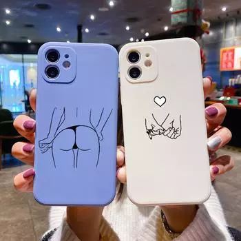 Черный сексуальный чехол с изображением линии искусства для девочек, квадратный жидкий силиконовый чехол для телефона iPhone 14 11 12 13 Pro Max Mini X XS XR 7 8 Plus SE2 iPhone 11Pro Max
