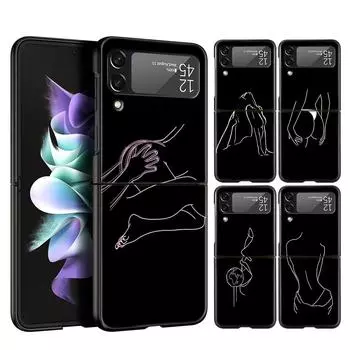 Черный сексуальный Line Art Rose Lover чехол для телефона Samsung Z Flip3 Flip4 Flip5 Shell для Z Flip 3 Flip 5 4 5G жесткий складной чехол Galaxy Z Flip 3