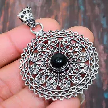 Черный шкентель ювелирных изделий стерлингового серебра 925 драгоценных камней оникса ручной работы на День благодарения 2.17 Inches чёрный