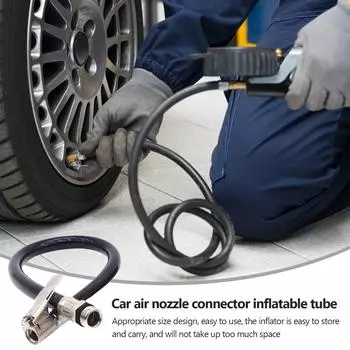 Черный шланг для накачивания шин, шланг для шин, портативная труба воздушного компрессора, резиновый воздушный резиновый шланг для автомобиля, мотоцикла чёрный