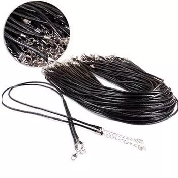 Черный шнур из натуральной кожи, регулируемая плетеная веревка длиной 45 см для DIY ожерелья, браслета, фурнитуры для изготовления ювелирных изделий 1PC