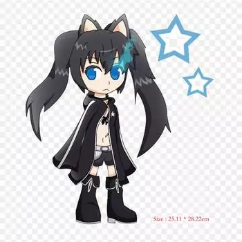 Черный шутер Чиби Неко аниме Чиби нашивки для одежды теплопередача термонаклейки DIY моющиеся футболки железные нашивки для переноса