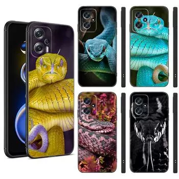 Черный силиконовый чехол для телефона Animal Snake для Xiaomi POCO X3 X4 NFC F3 F4 GT F5 M3 M4 M6 X5 X6 Pro 5G C55 C65 M5 POCO M3 Pro