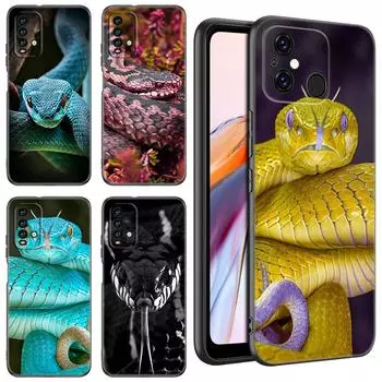 Черный силиконовый чехол для телефона Animal Snake для Xiaomi Redmi 11 Prime 11A 12C 13C A1 A2 + 12 4G 10 5G 8A 9A 10A 9C 10C 9i 12R Note 9T Redmi 10C