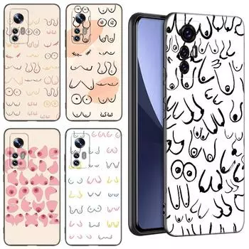 Черный силиконовый чехол для телефона Boobs Art Print для Xiaomi Mi 9 SE 8 10T 11 12 13 Lite 9T 11T 12S 12T 13T 14 Pro 5G NE 11i 12X Xiaomi Mi 9T(9TPro)