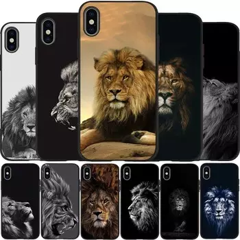 Черный силиконовый чехол для телефона Lion для iPhone 12 XR XS Max 5 5S SE 2020 6 6S 7 8 PLUS X 11Pro Max11 Cover Shell iPhone 5 5S SE