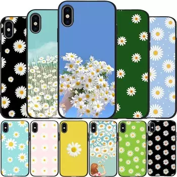 Черный силиконовый чехол для телефона «Ромашка» для iPhone 12 XR XS Max 5 5S SE 2020 6 6S 7 8 PLUS X 11Pro Max11 iPhone 5 5S SE