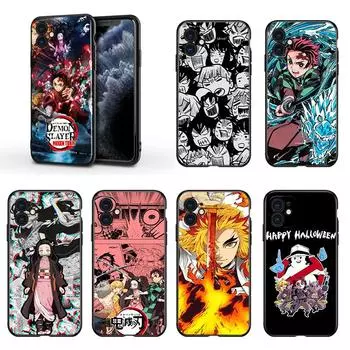 Черный силиконовый чехол для телефона с изображением аниме «Убийца демонов» для Apple iPhone 15, 14, 13, 12, 11 Mini XS XR X Pro MAX SE 2020 Plus iPhone 7 8 Plus