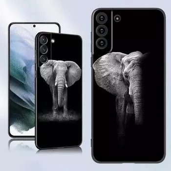 Черный силиконовый чехол для телефона с изображением животного слона для Samsung Galaxy S23 S21 S20 FE S24 S22 Ultra S10E S10 S9 S8 Plus Samsung S24 Plus