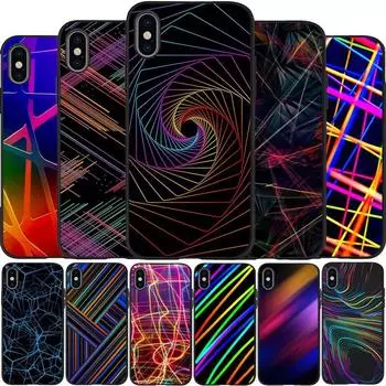 Черный силиконовый чехол для телефона с неравномерными цветными линиями для iPhone 12 XR XS Max 5 5S SE 2020 6 6S 7 8 PLUS X 11Pro Max11 iPhone 5 5S SE