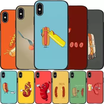 Черный силиконовый чехол для телефона «Сосиска» для iPhone 12 XR XS Max 5 5S SE 2020 6 6S 7 8 PLUS X 11Pro Max11 iPhone 5 5S SE