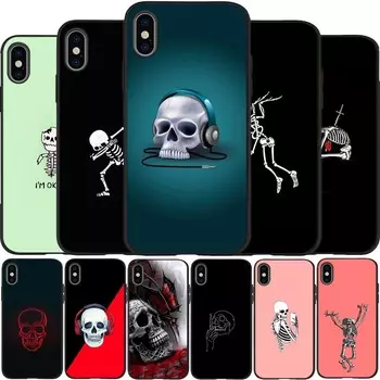 Черный силиконовый чехол с черепом для iPhone 12 XR XS Max 5 5S SE 2020 6 6S 7 8 PLUS X 11Pro Max11 iPhone 5 5S SE