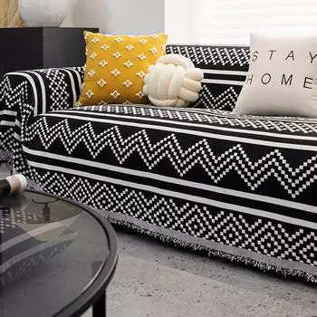 Черный синель в стиле ретро, чехол для дивана, полотенце, четыре сезона, универсальное покрытие для кошачьих когтей, подушка для гостиной, спинка, пыленепроницаемая ткань с полным покрытием 180*180cm