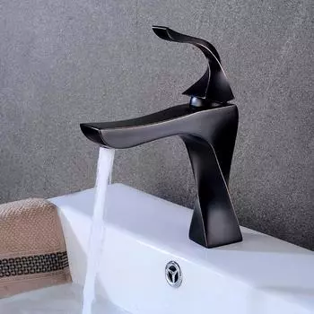 Черный смеситель для раковины, современный смеситель для ванной комнаты, латунный смеситель для раковины, однорычажный, одно отверстие, элегантный кран для ванной комнаты
