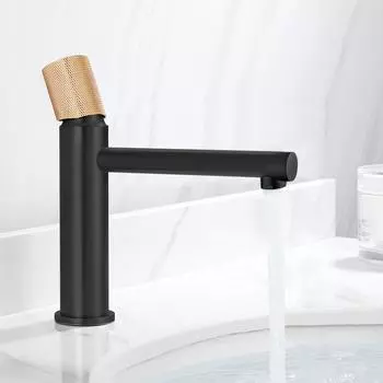 Черный смеситель для раковины в ванной, смеситель для горячей/холодной воды, кран для установки на палубе, кран для ванны с одним отверстием, латунная отделка чёрный