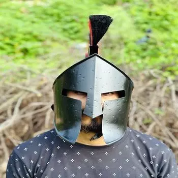 Черный спартанский шлем Великий король Леонидас Спартанский шлем 300 фильмов Средневековый шлем Твердая сталь с внутренней кожаной подкладкой Лучший подарок