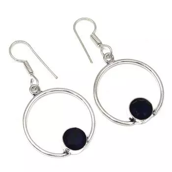 Черный Спинальный Драгоценный Камень Ручной Работы Подарок Для Нее Серебряные Ювелирные Изделия Серьги 1,5