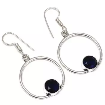 Черный Спинальный Драгоценный Камень Ручной Работы Подарок Для Нее Серебряные Ювелирные Изделия Серьги 1,5