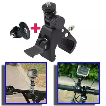 Черный спортивный держатель для крепления камеры на автомобильный шест, кронштейн для езды на велосипеде, мотоцикле с адаптером